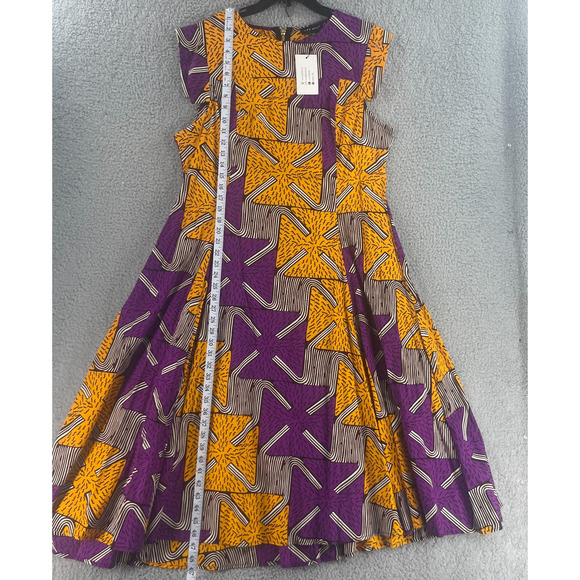 Mae Otti Flowy Flare Womens Dress Colorful 2XL Cotton Art Abstract - Picture 2 of 16